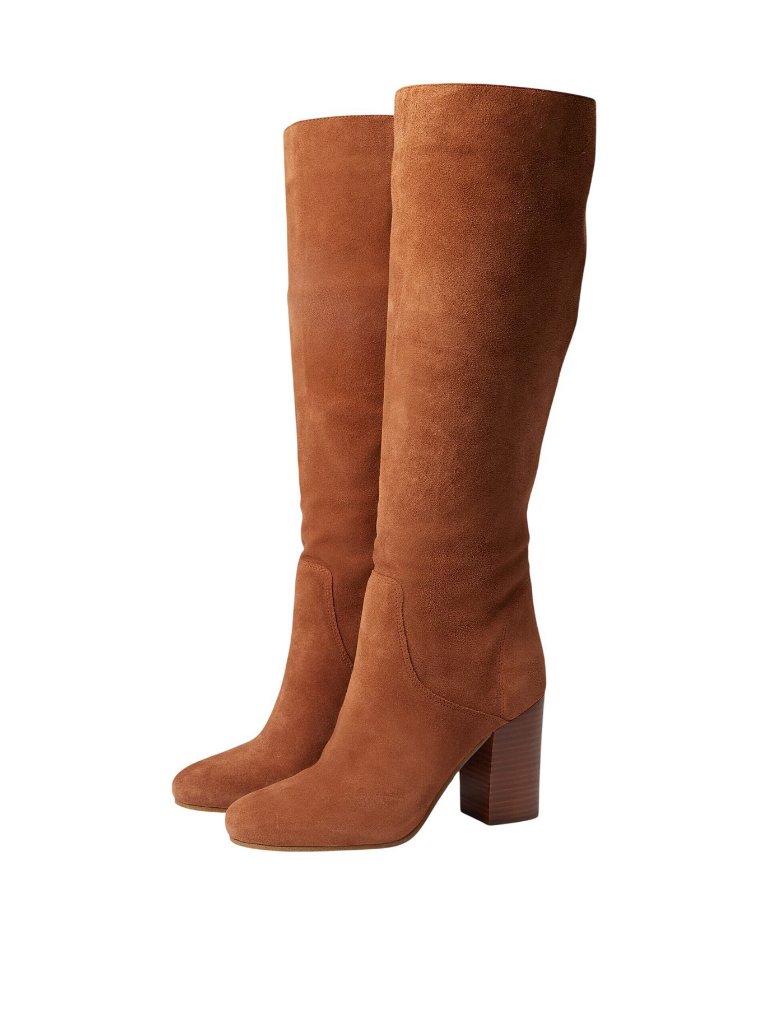 Nwt Michael Michael Kors Suede Leigh Boot Dress Block Heel Luggage Brown 9m